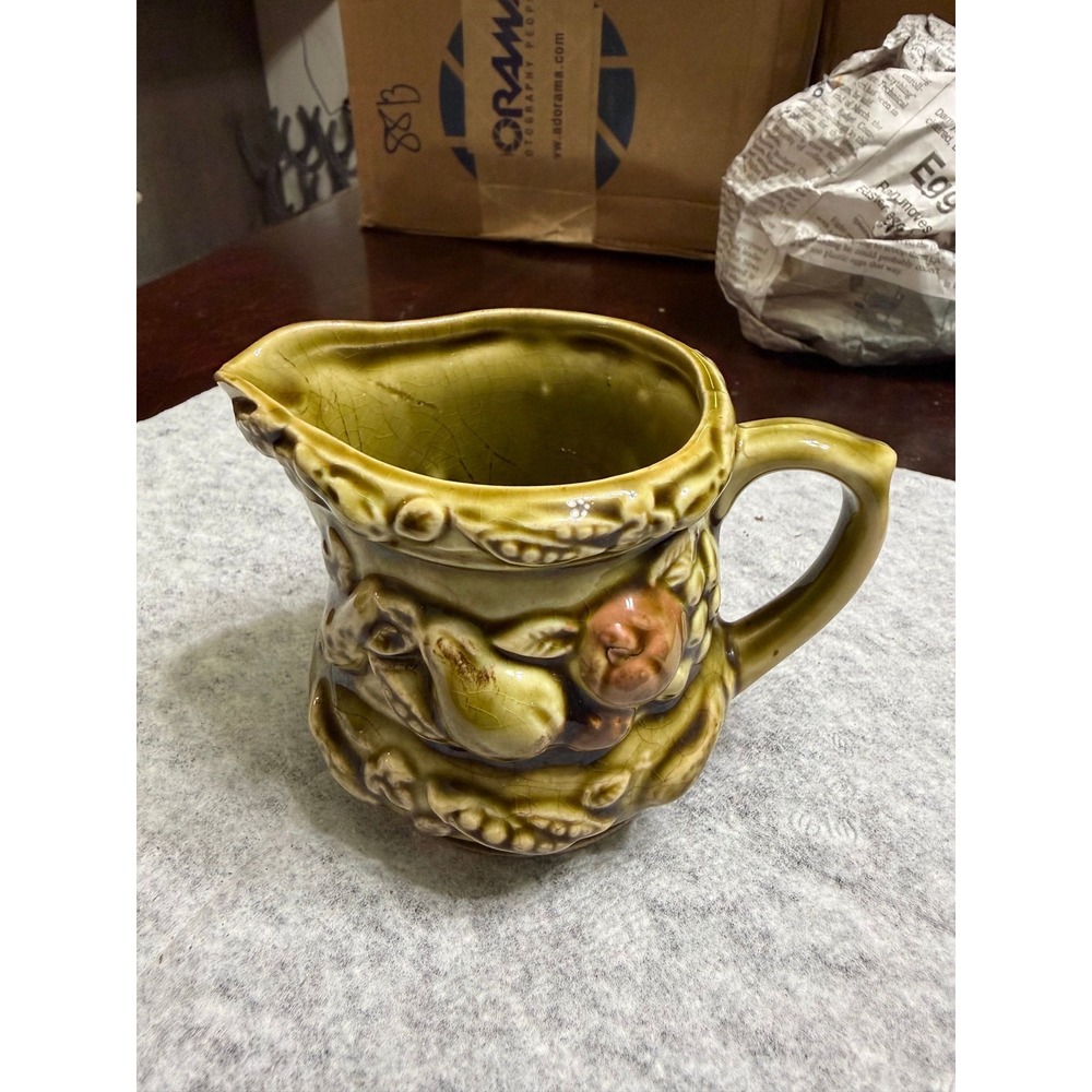 Vintage Olive Green Creamer Pitcher